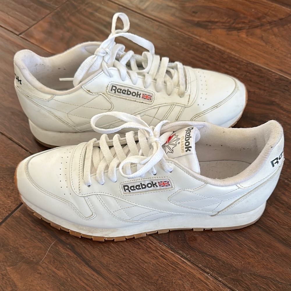 Reebok Classic White Leather Sneakers Sz 9 1/2